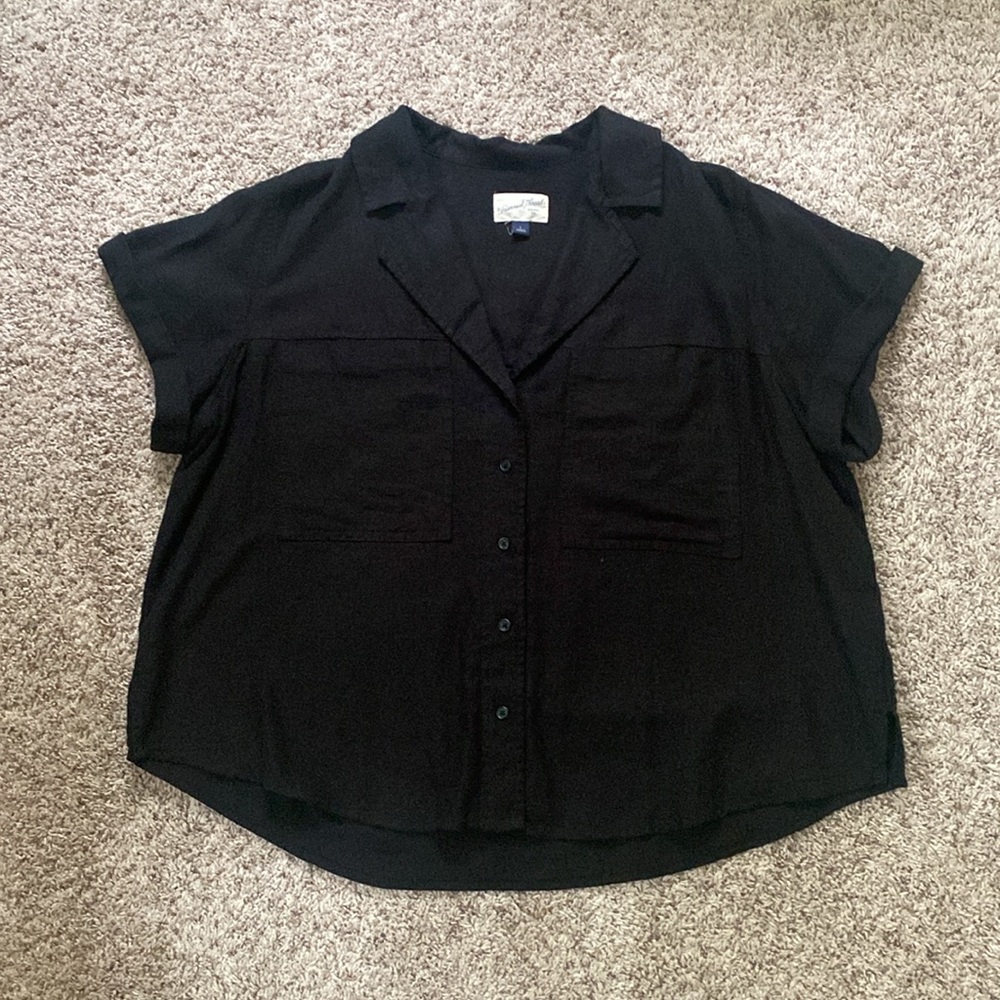 Womens Linen Universal Thread Top size Large Black - Picture 2 of 8